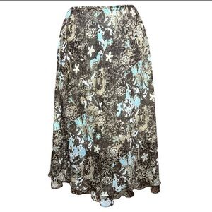 Vintage Y2K sheer whimsigoth skirt brown blue women's M petite boho fairy